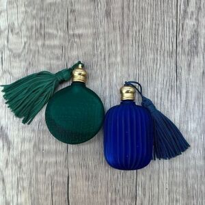 Vintage Style Decorative Glass Travel Perfume Bottles‎ with Tassels Blue Green